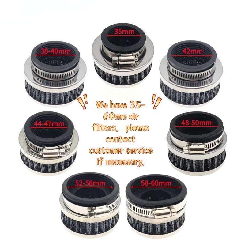35mm Motorcycle Scooter Stainless Steel Air Intake Filter & Clamp Universal