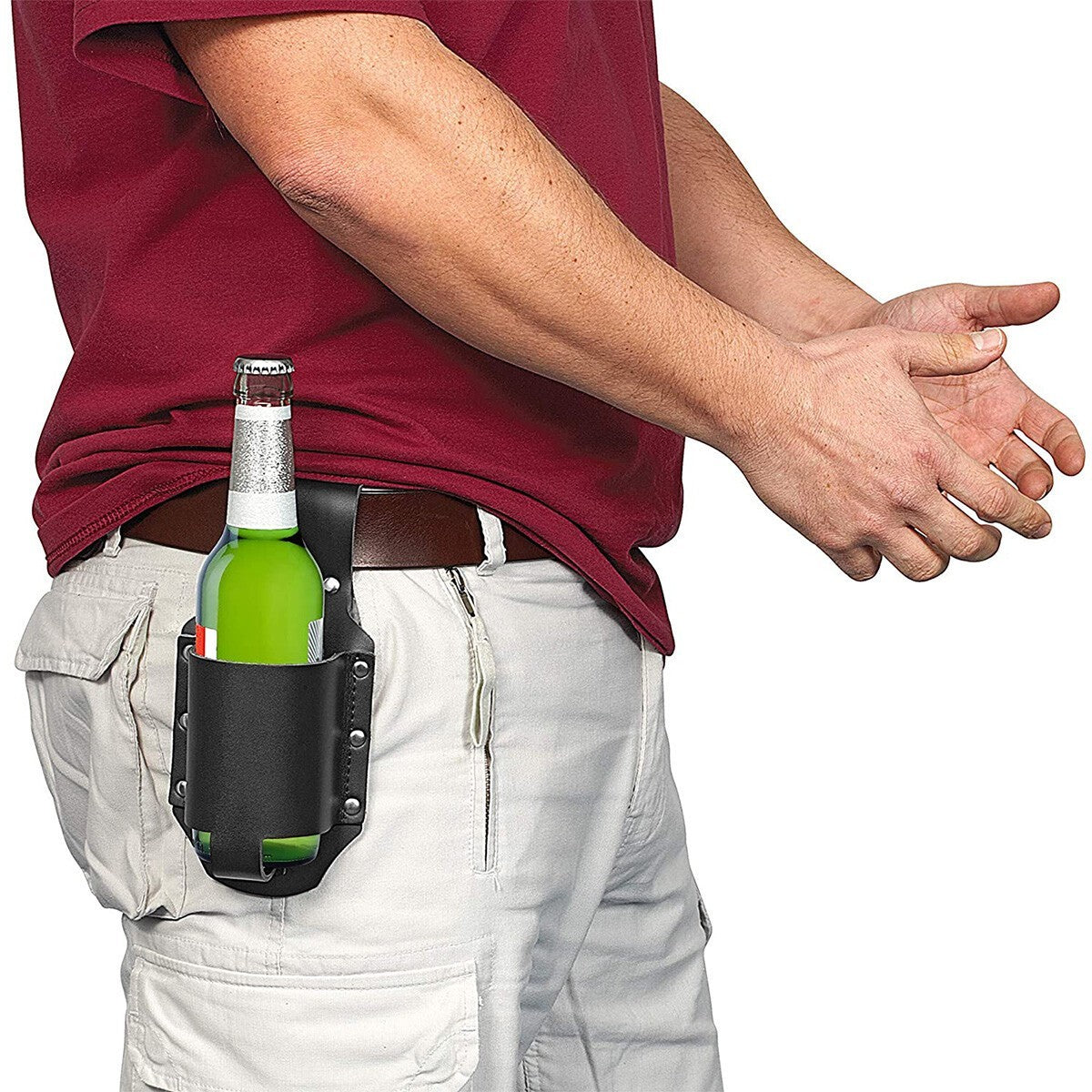Wine Beverage Can Holder Cowboy Beer Holster Belt Leather Soda Bottle Pouch