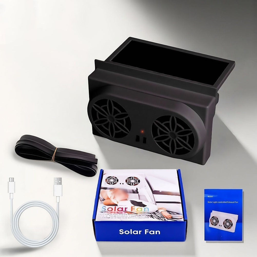 Solar Window Fan for Cars with USB Power for Continuous Air Circulation