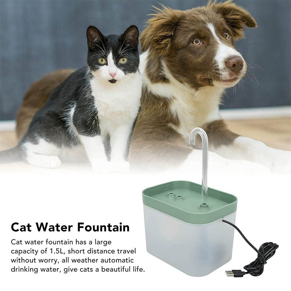 1.5L Automatic Pet Water Fountain USB Silent Cat Dog Indoor Dispenser UK
