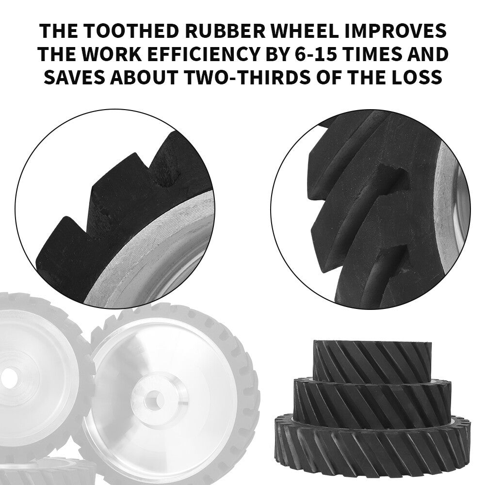 150mm/200mm/250mm Black Rubber Serrated Sand belt Grinding Contact Wheel