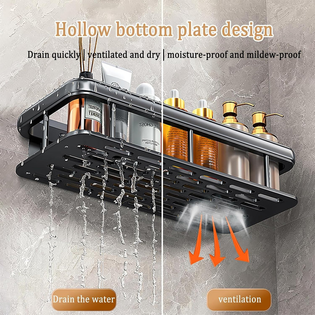 No-Drill Bathroom Shelf Shower Corner Rack Wall Mounted Storage Organizer 2PCS