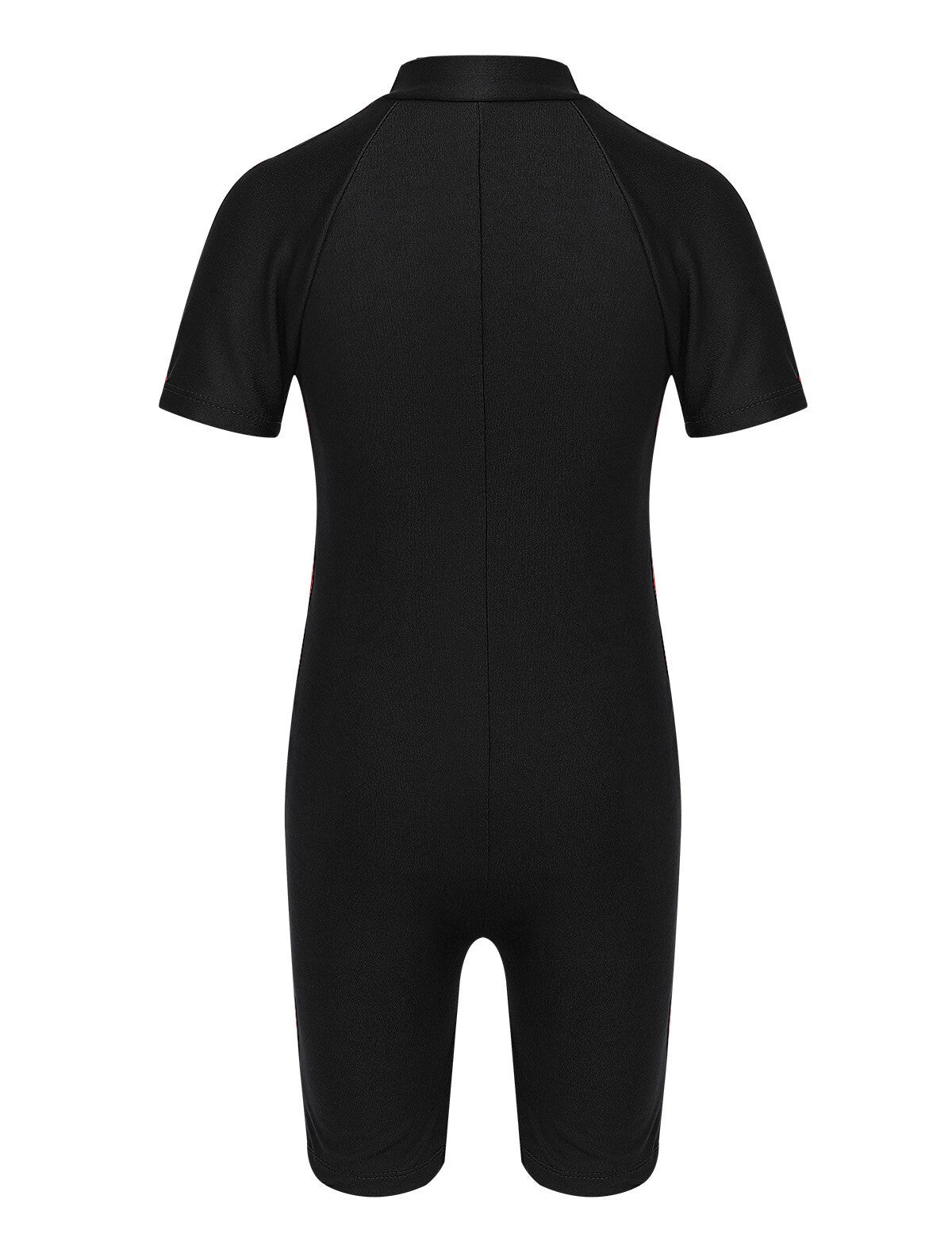 Boys&Girls Short Sleeves Zippered Swimming Costume Swimsuit Rash Guard