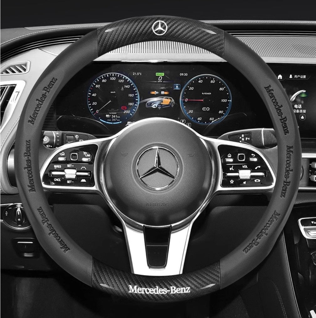 15 Inch Carbon Fiber PU Steering Cover For Mercedes Benz A C E Class UK Seller