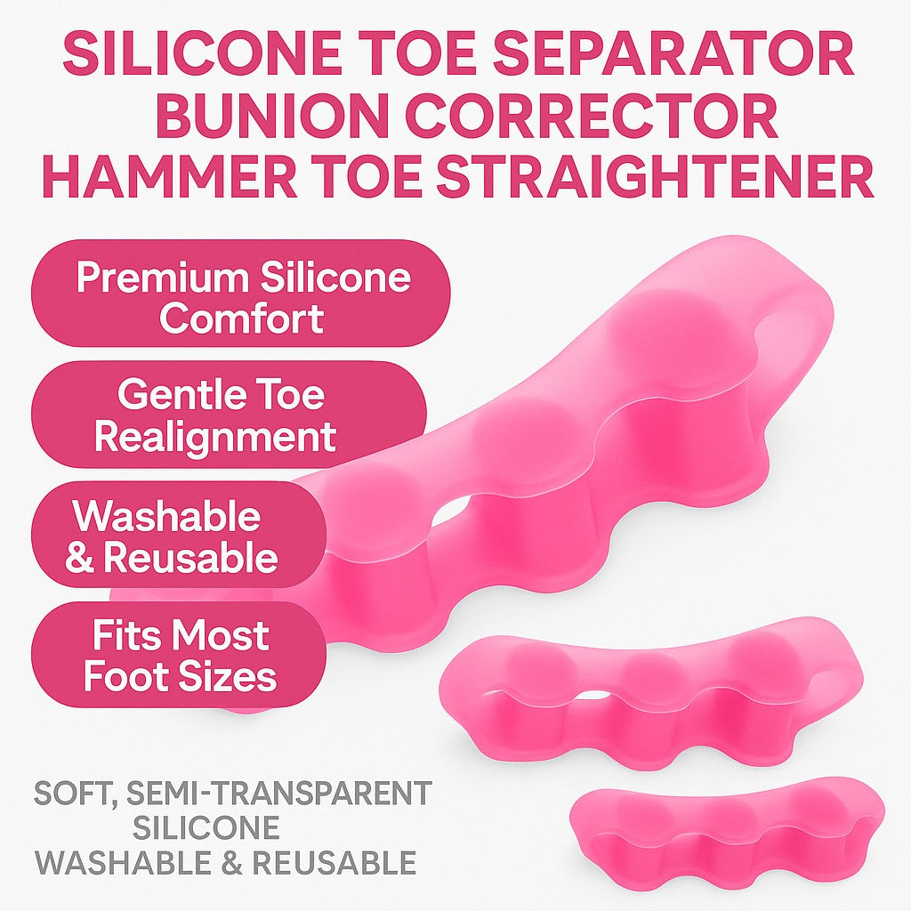 Bunion Corrector Toe Separator Pair - Hammer Toe Straightener Splint Foot Relief