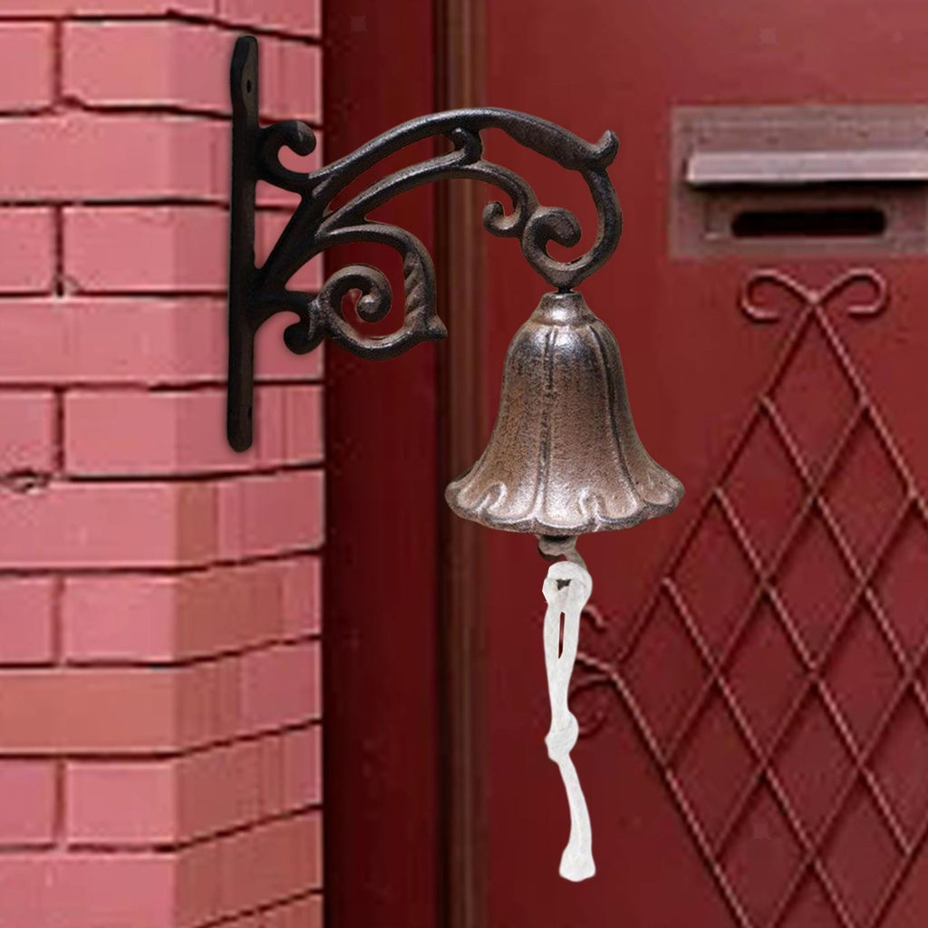 Rustic Cast Iron Door Bell Iron Cast Retro Style for Outside Garden House