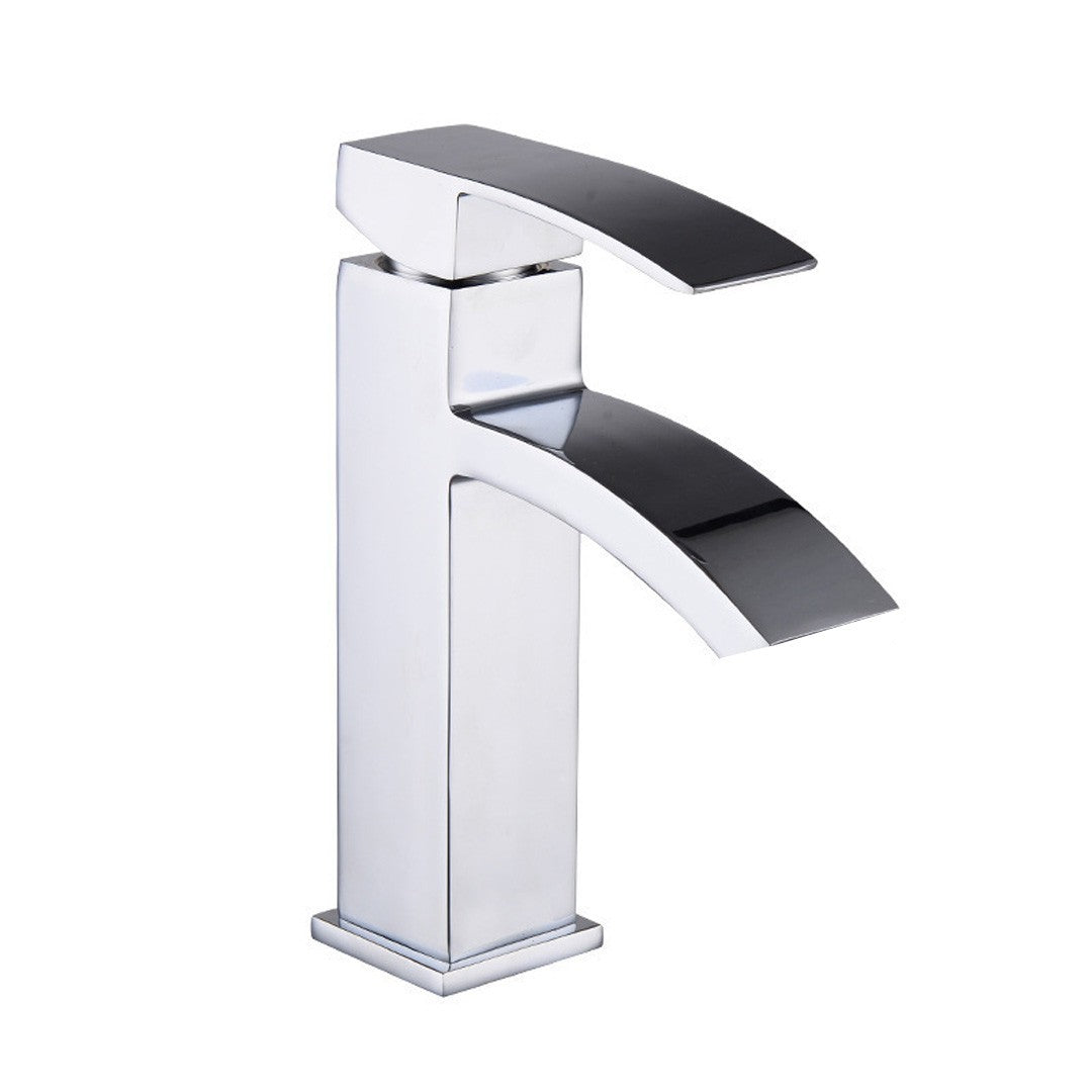 Waterfall Bathroom Sink Tap Cloakroom Basin Mixer Chrome Mono Faucet + Waste Set