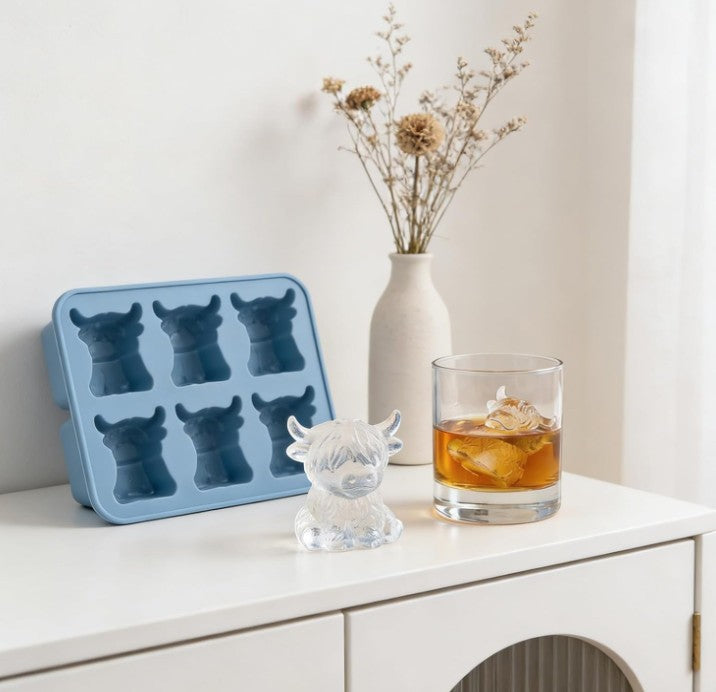 Mini Highland Cow Ice Cube Mold,Cute 3D Highland Cow Silicone Ice Cube Tray UK