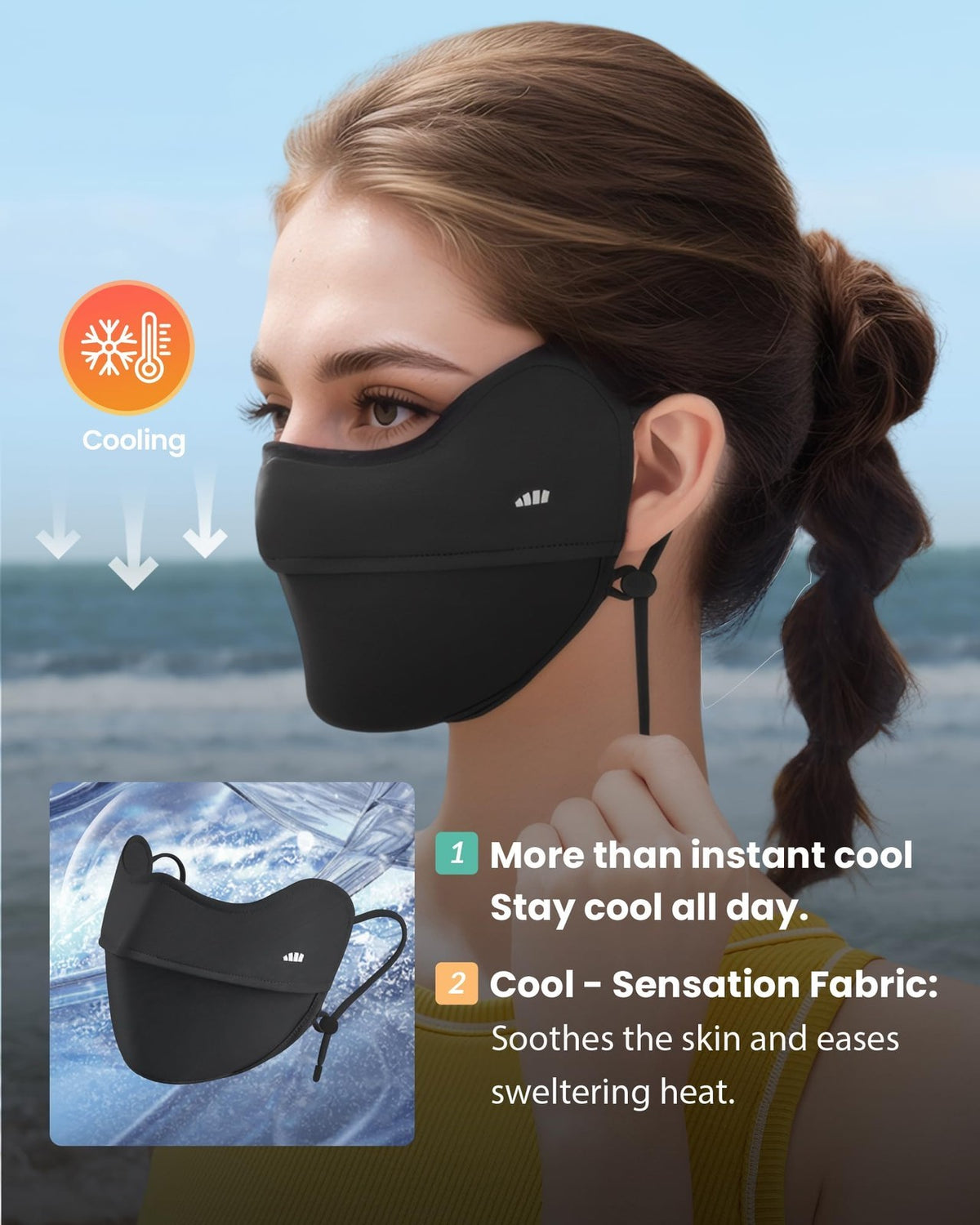 Breathable Adjustable Strap Sun Mask for Driving Cycling Outdoor Sun Protection