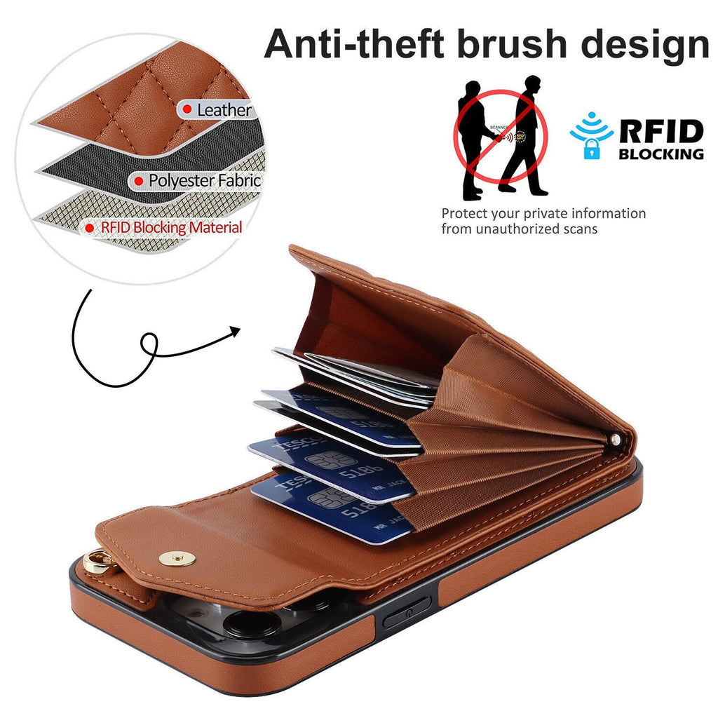 Ring Stand Leather Wallet Phone Case for iPhone 17 Pro max 16 pro 15