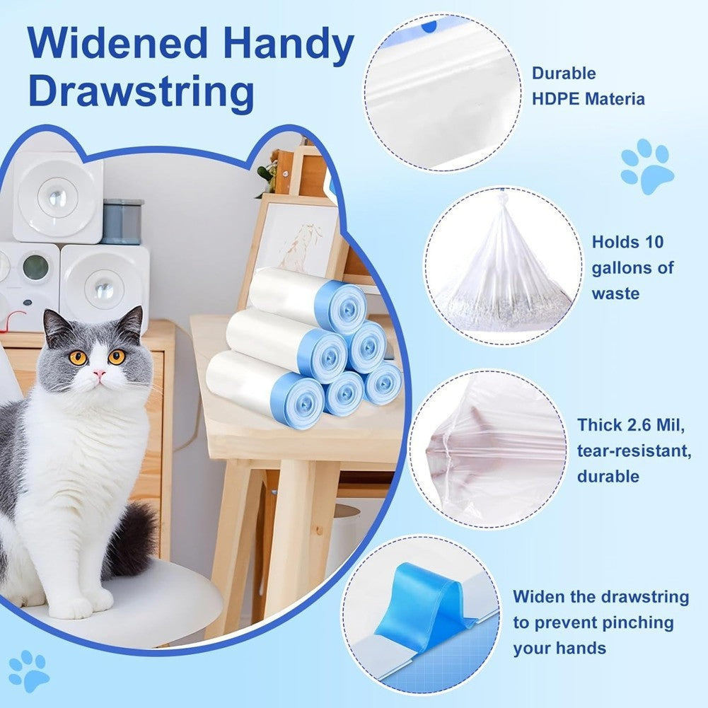 6 Roll Replacement Bags For Automatic Cat Litter Box, Pet Poop Bags