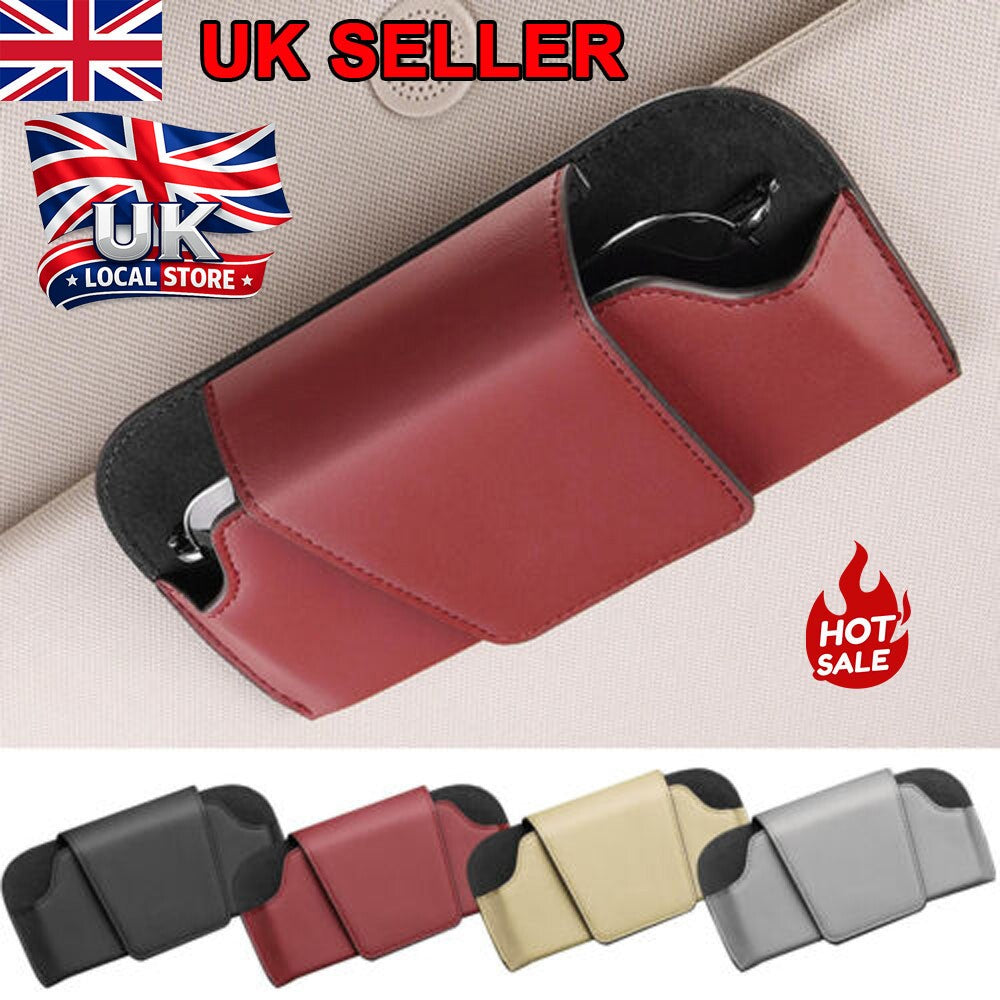 Car Sun Visor Sunglasses Case Holder Eye Glasses Box Clip Suede Shell Storage UK