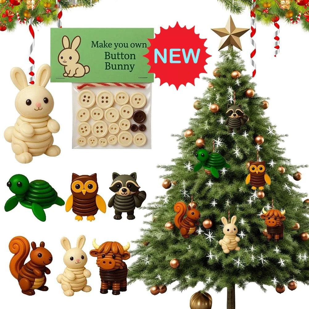 DIY Button Highland Cow Craft Kit, Fun Christmas Button Ornament Making Set Gift