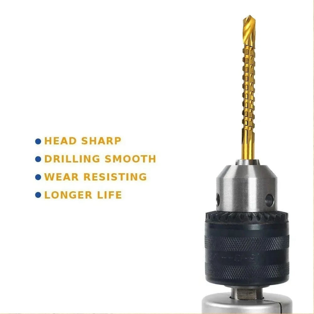 6PCS/Set Titanium Coated Drill Bit Spiral Jagged Saw Drill Bit Composite8158