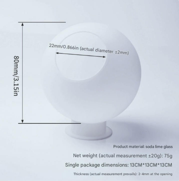 Frosted Globe Glass Lampshade For Light White Round Ball Replacement Shade For