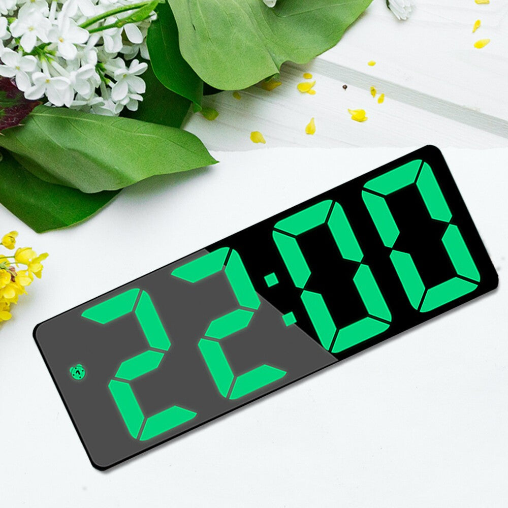 Alarm Clock Led Display Digital Mirror Voice Clock Battery/Plug-In Dual Purpose