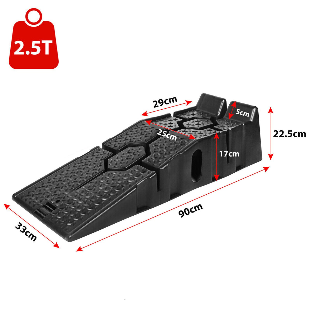 2pcs Heavy Duty 5 Ton 2.5+2.5 Ton Plastic Car Ramp Lifting Ramps 33cm Extra Wide