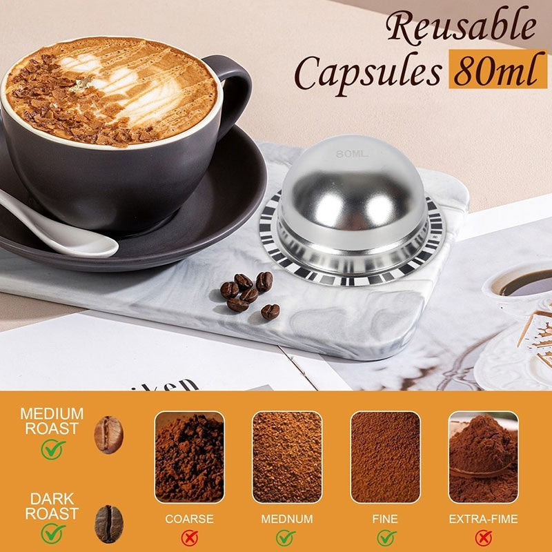 Stainless Steel Refillable For Nespresso Vertuo Coffee Pod Capsules 230ml．