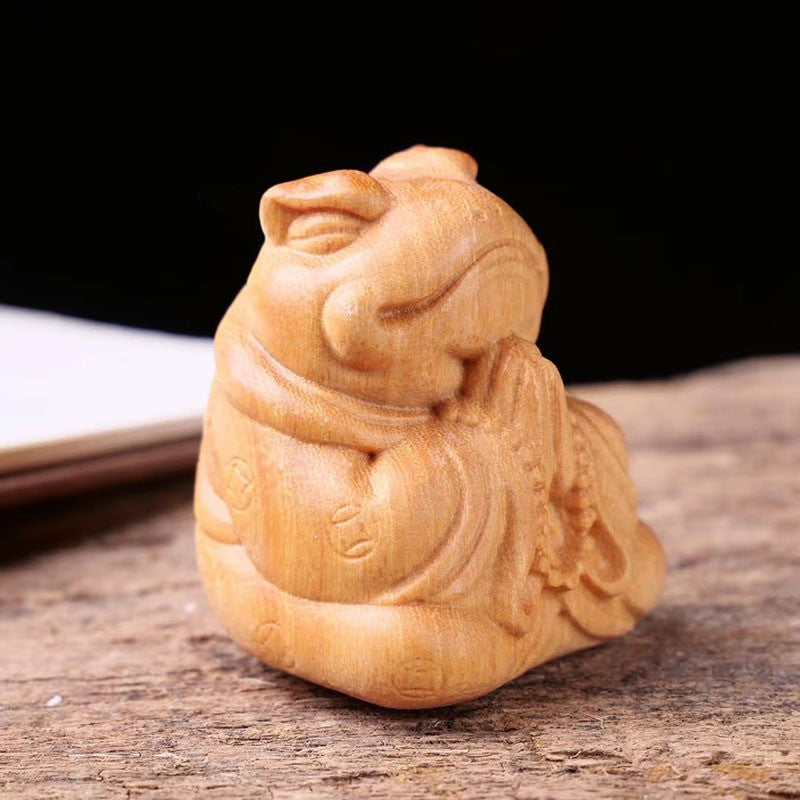 Wooden Ornament Golden Toad Handle Golden Toad Statue Meditation Craft Ornament