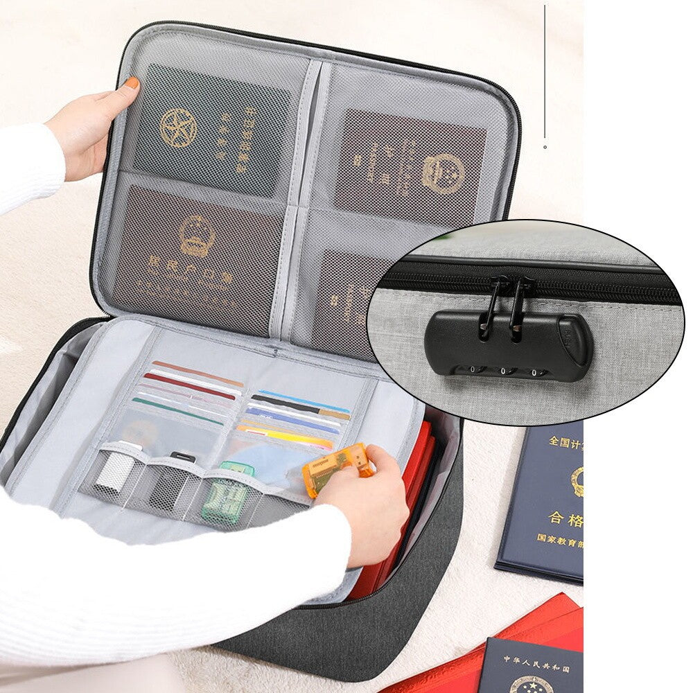 Fireproof Waterproof Document Bag File Money Safe Box Secret File Protect Pouch