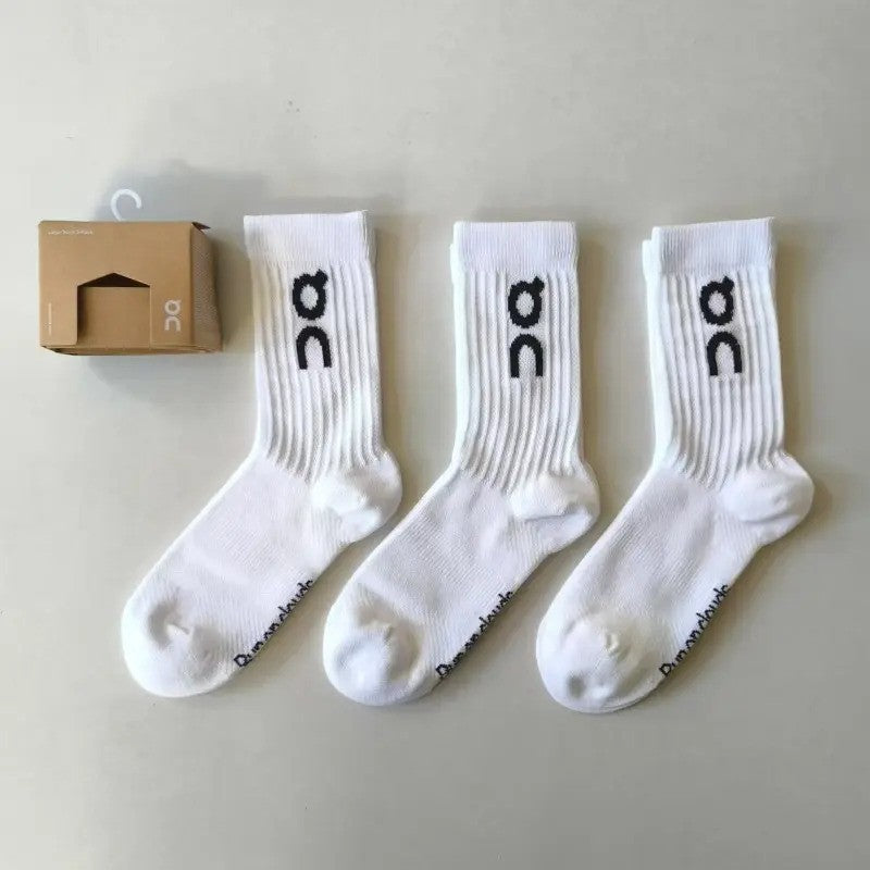 3 Pairs New On Running Socks Solid Color Sports Socks