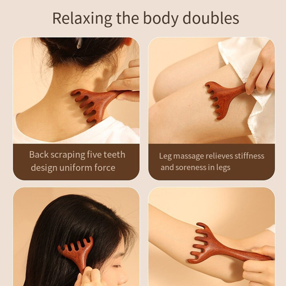 Sandalwood Acupressure Face Body Massage Comb - Scalp Relaxation Therapy Tool