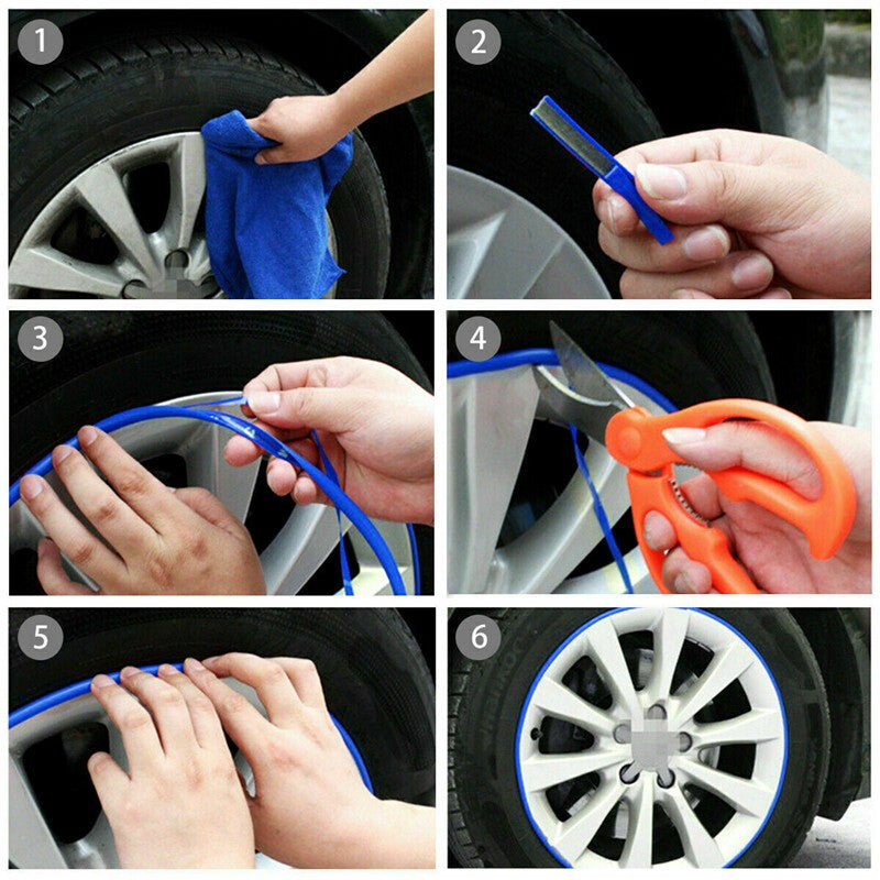 Car Wheel Rim Protector Strip 8M Alloy Guard Scratch Protection
