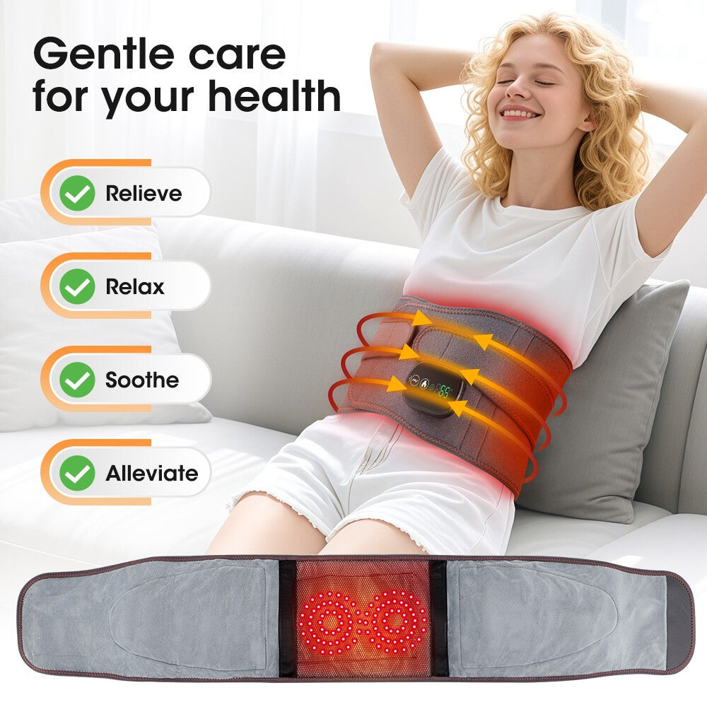 Electric Infrared Heating Vibration Therapy Massager Back Waist Belt Pain Relief