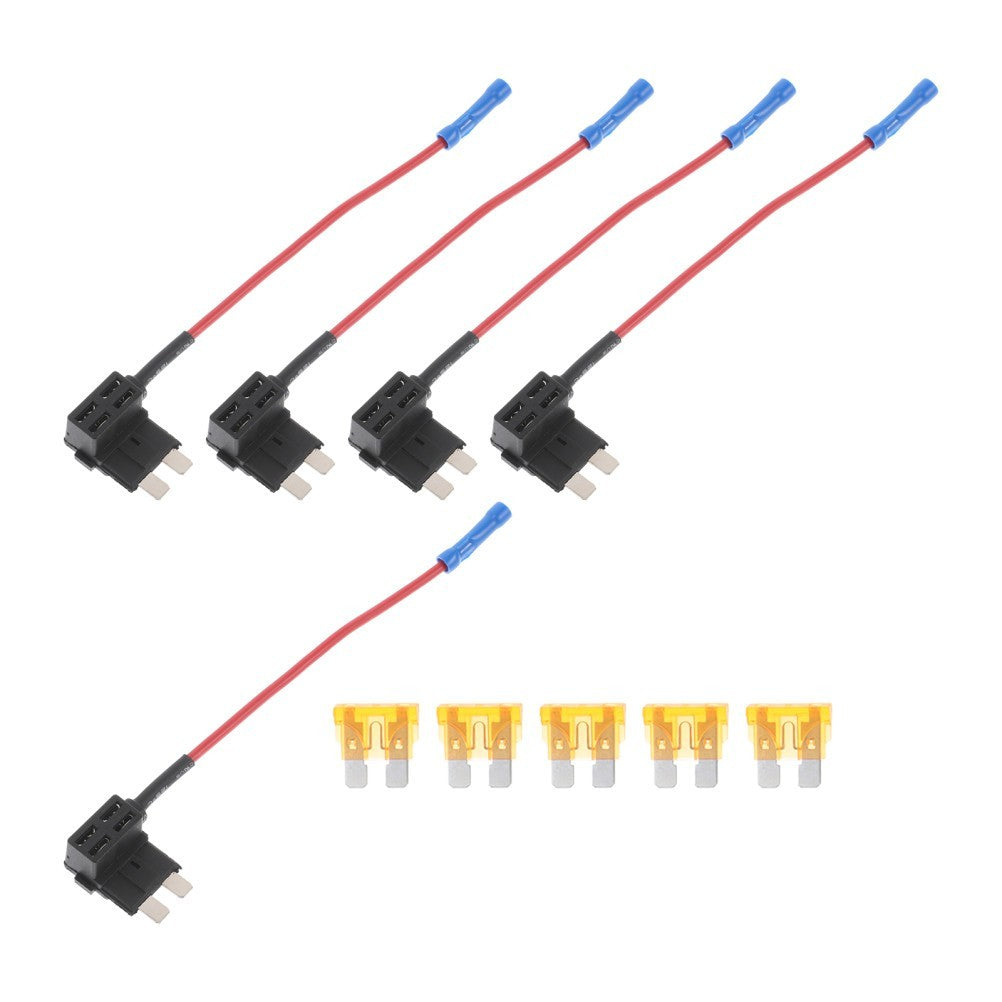 5 Pcs Low Profile Mini Fuse Tap Car Pull-out Auto Extender Cable