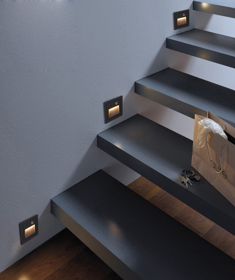 Outdoor 3W Motion-Sensor Led Step Stair Lights Footlight Recessed Corner Lamp