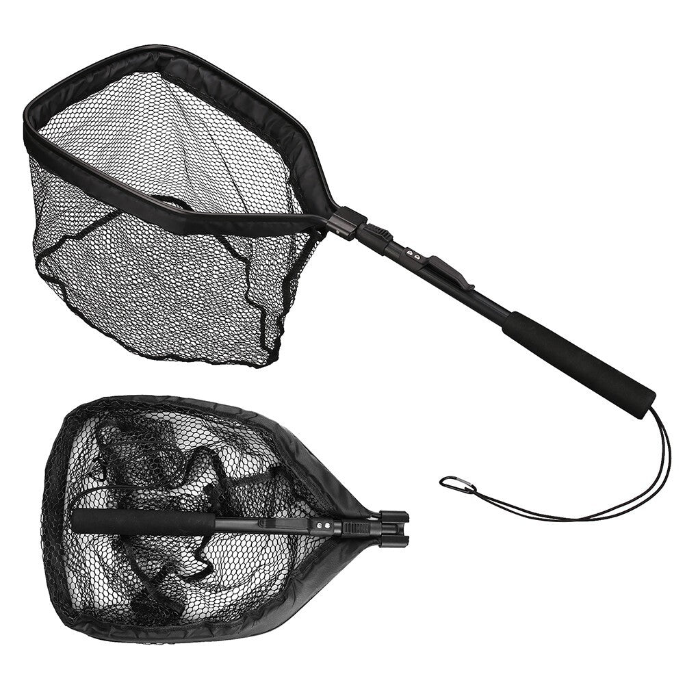 Rubber Coated Telescopic Fishing Net Foldable Float Landing Net For Fly Angling