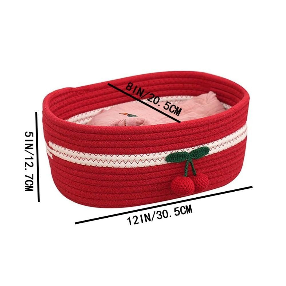 Woven Storage Basket Red Cherry Basket Snacks Gift Basket Desktop Organizer