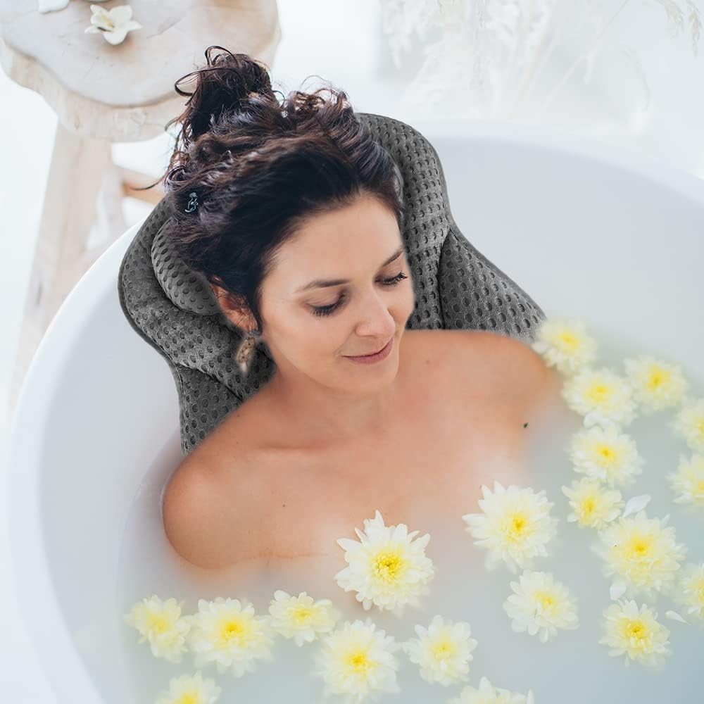 Bath Pillow Luxury Waterproof Home Spa Ani-Slip Comfort Bathtub Headrest Cushion