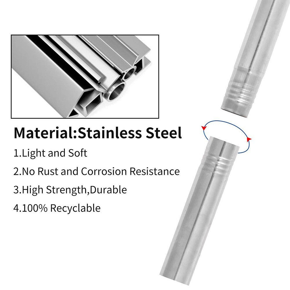 Heavy Duty Adjustable Flag Pole Kit 6FT, Stainless with Free Rings & Outdoor