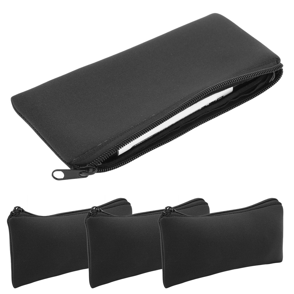 (Black)3pcs Neoprene Mountaineering Storage Pencil Case Bag Camping Soft