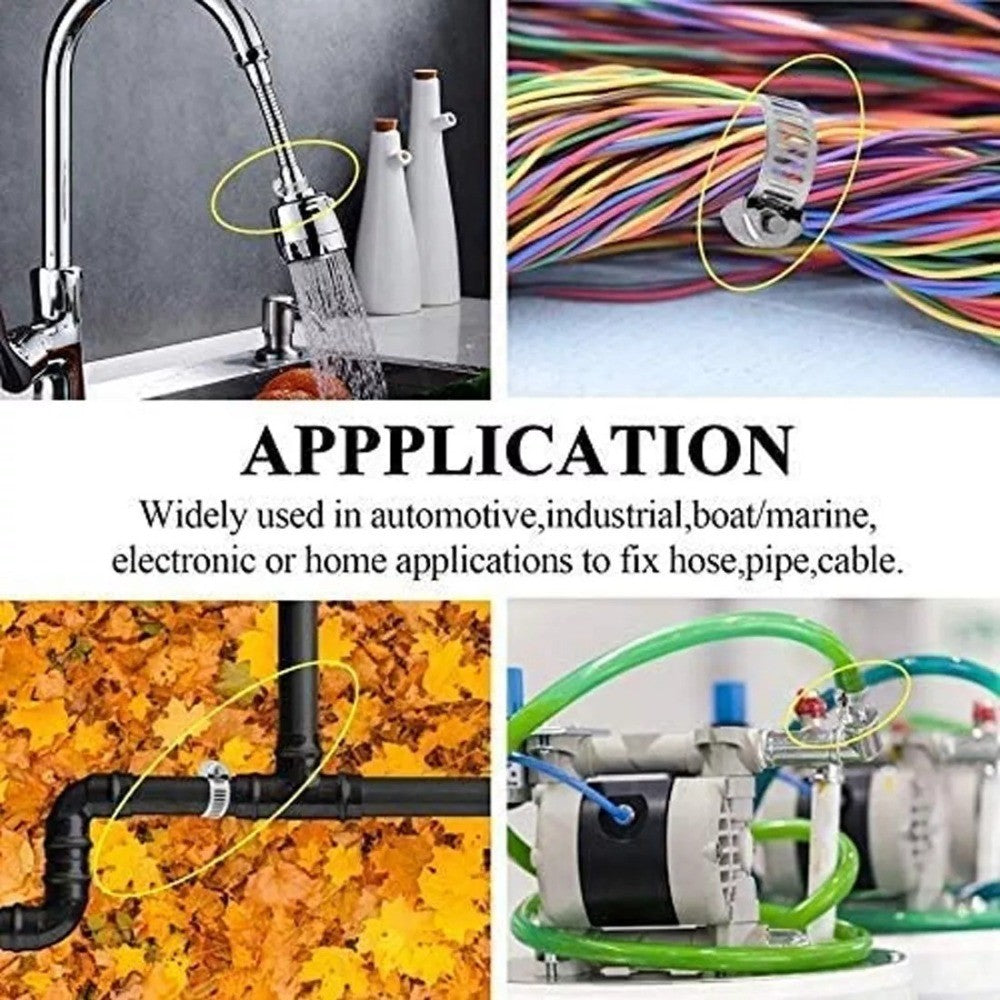 101x Assorted Stainless Steel Hose Clamp Kit With No Driver Jubilee Clips Set