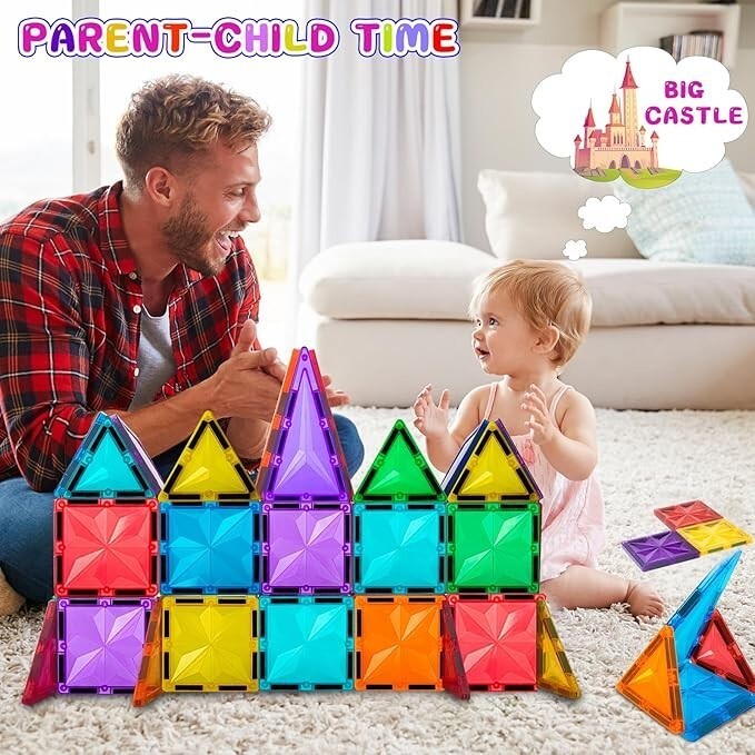 Magnetic Tiles Construction Toy Set Kids Building Blocks 3D Puzzle UK NEW 110pcs