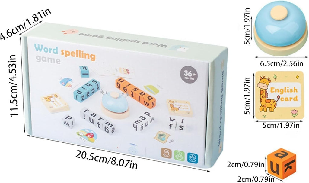 Word Race Spelling Game For Kids - Alphabet Puzzle Set With Flash Cards