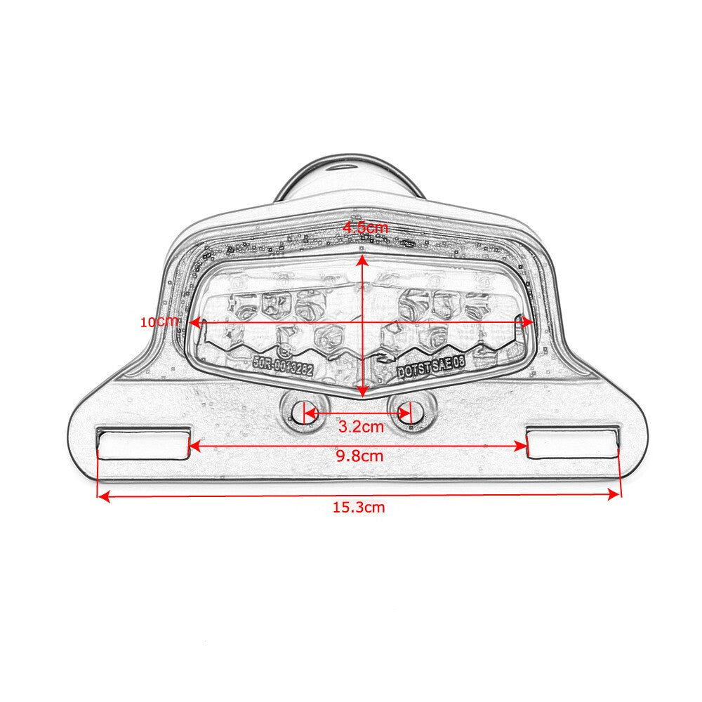 Motorcycle Motorbike Tail Light LED Brake Rear Light License Plate Lamp 12V RED
