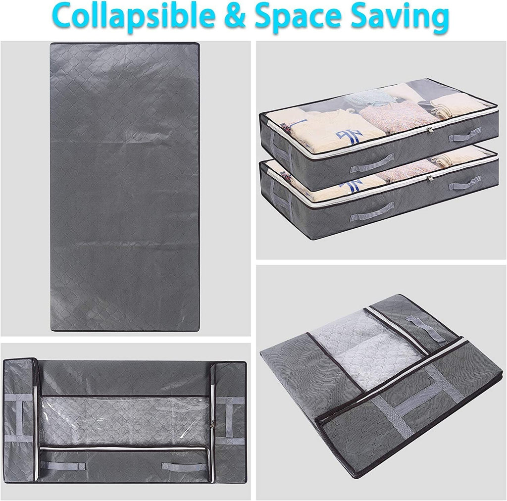 2x Large Underbed Storage Bag Shoes Clothes Zipped Organizer Fabric Storage Bags