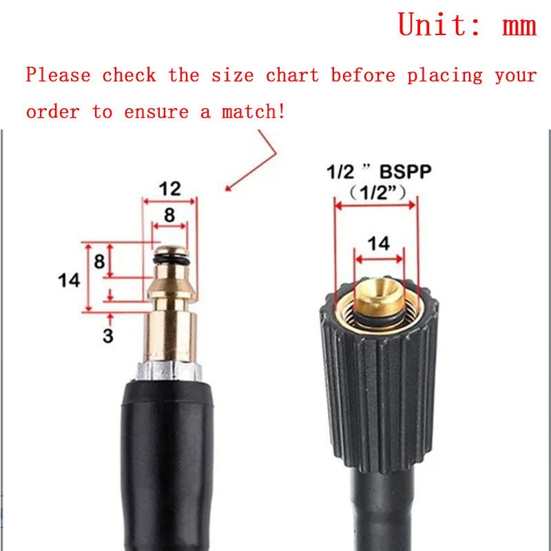 5-15M Replacement High Pressure Washer Hose Heavy Duty M22-14 Jet Power Wash