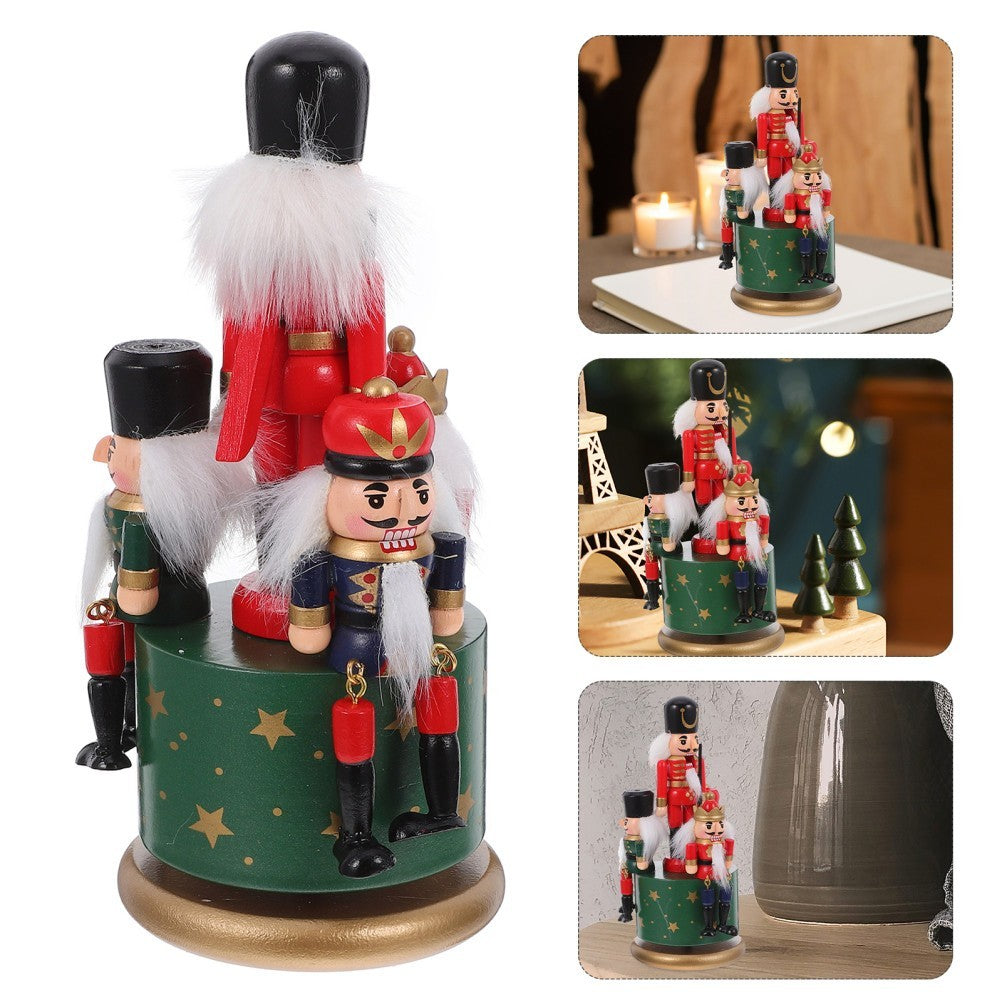 Nutcracker Themed Rotating Music Box Handmade Xmas Ornament Holiday Gift Decor
