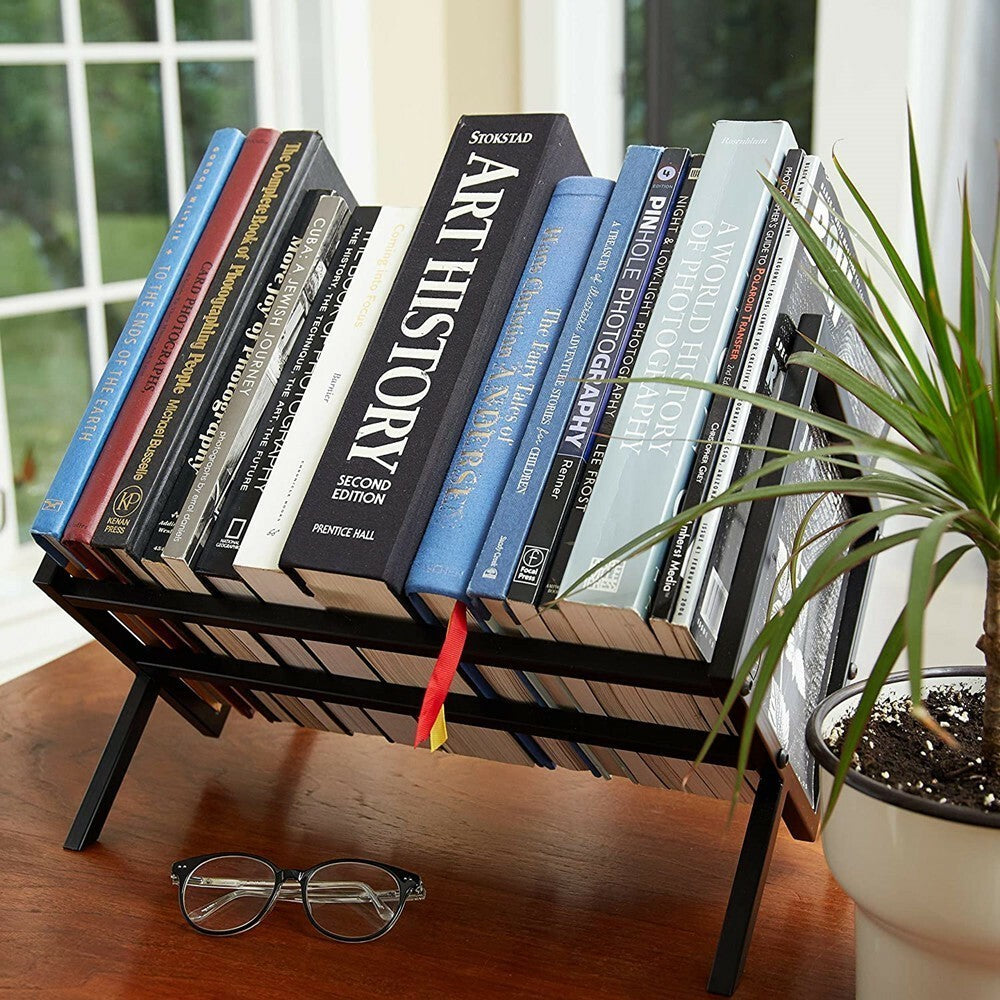 Metal Vinyl Record Stand Holds 80-100 LPs Black Storage Organizer&Display Rack