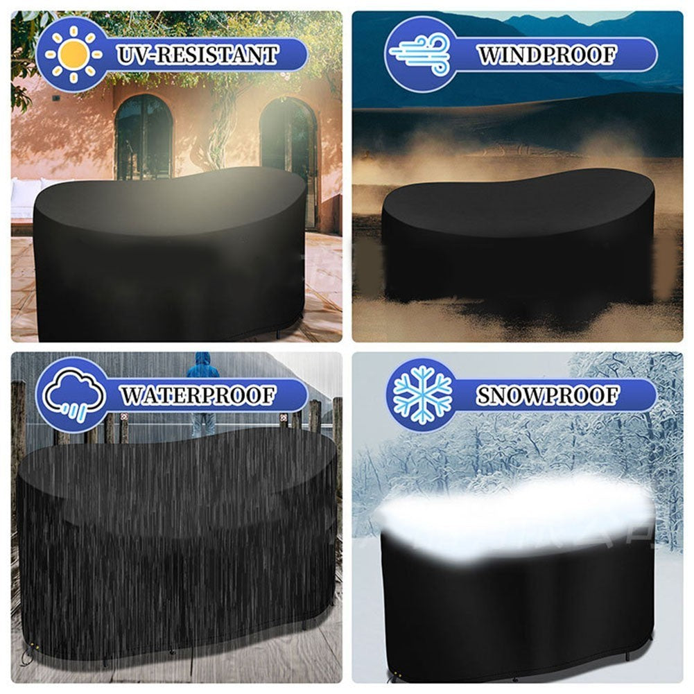 Waterproof 210D Black Oval Table Cover for Outdoor Use and Maintenance