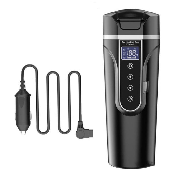 Electric Car Kettle 12V/24V Heating Cup Touch Control 500ml Portable Digital
