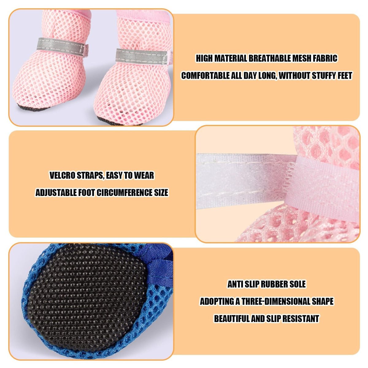 Small Dog Shoes For Hot Pavement, Breathable Summer Dog Boots With Mesh,...