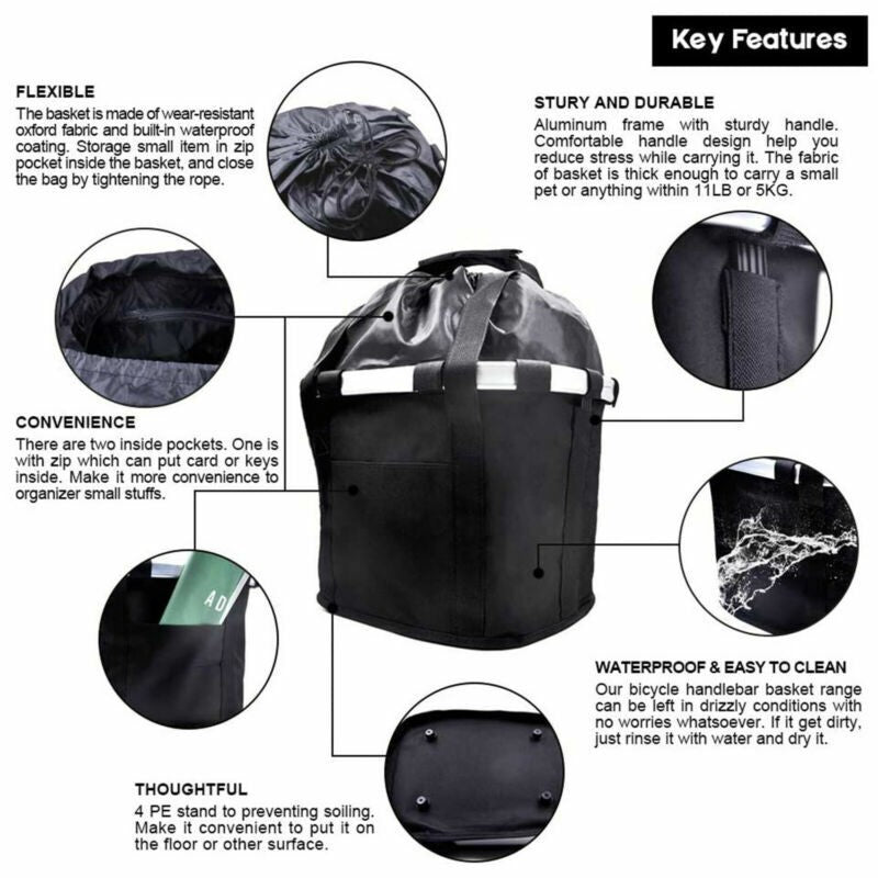 Bike Handlebar Basket Pet Carrier Bag Collapsible Folding Front Bicycle Dog Cat
