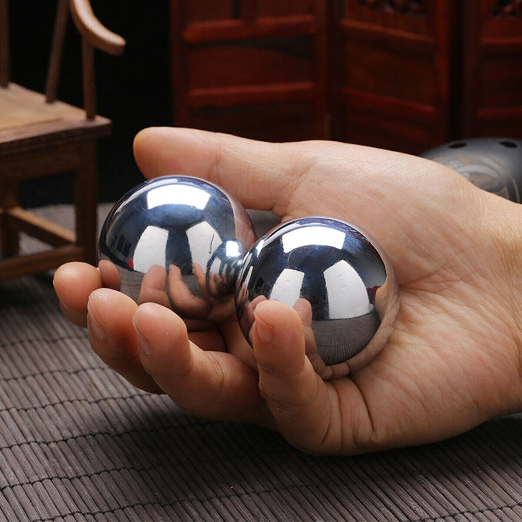 CHINESE HEALTH EXERCISE STRESS BAODING BALLS RELAXATION THERAPY YIN YANG DESIGN