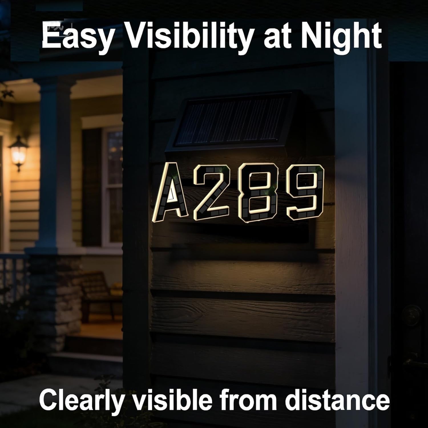 Solar LED House Numbers & Letters, 9 Inch Lighted House Numbers for Outside UK