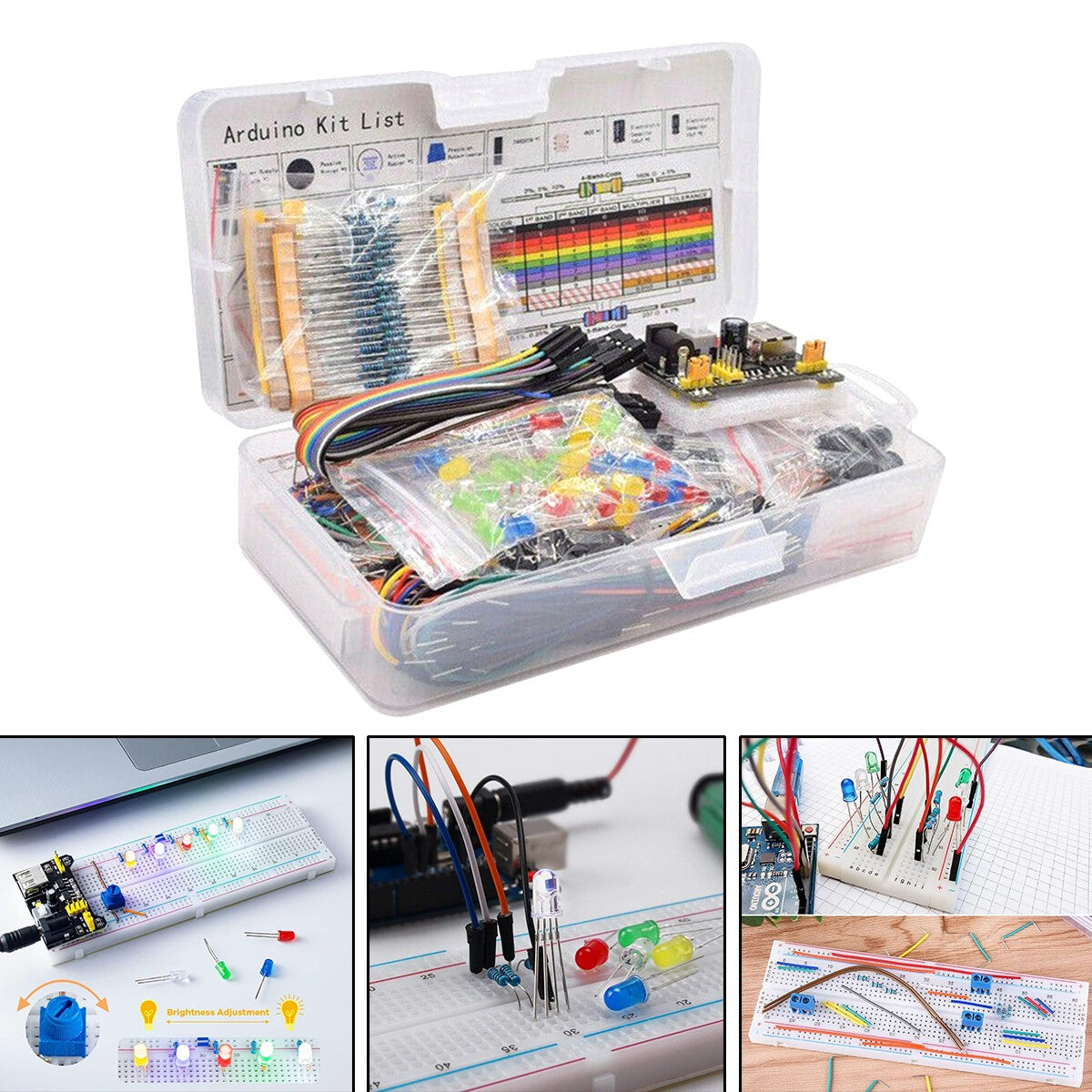 Electronic Component Starter Wire Breadboard LED Buzzer Resistor Transistor Kits